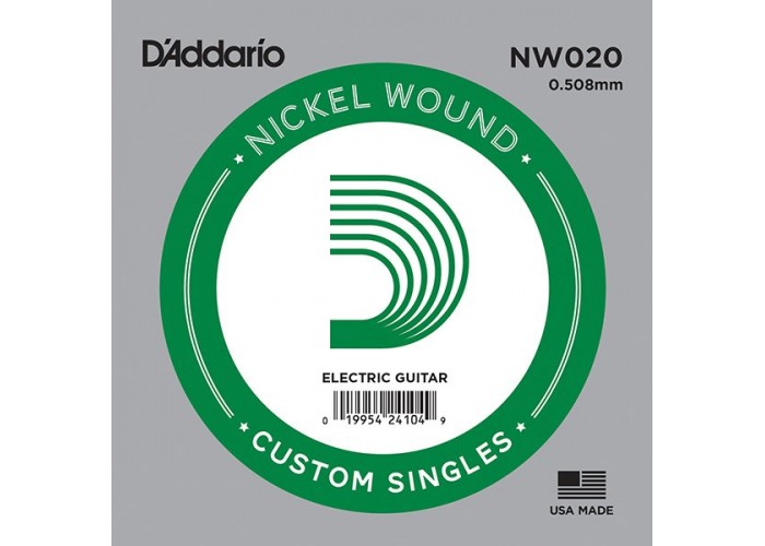 D'Addario NW020 Nickel Wound Отдельная струна для электрогитары, .020