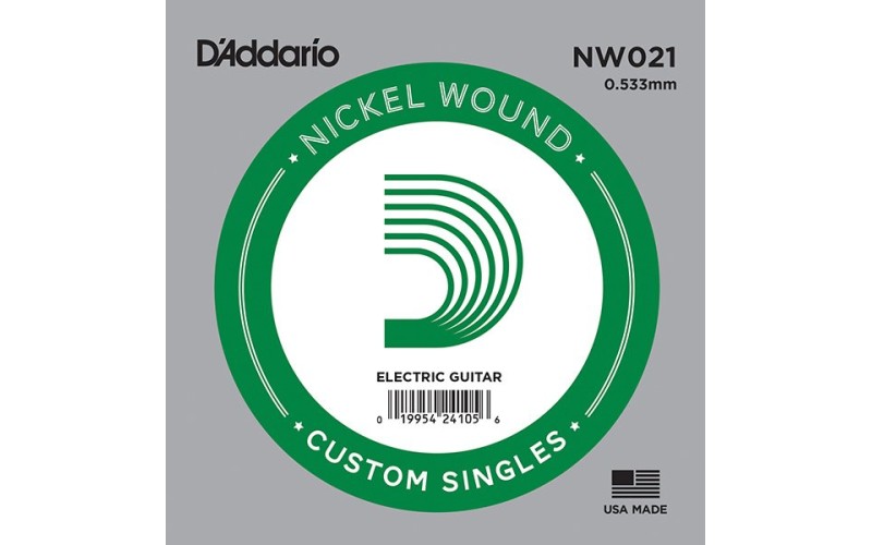 D'Addario NW021 Nickel Wound Отдельная струна для электрогитары, .021