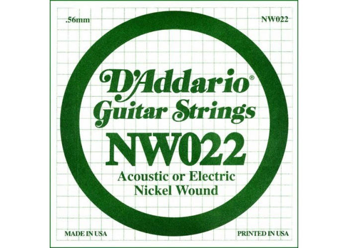 D'ADDARIO NW022 - одиночная струна для электрогитары .022 обмотка никель