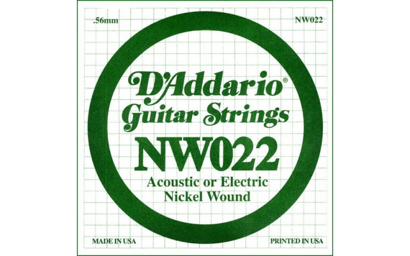 D'ADDARIO NW022 - одиночная струна для электрогитары .022 обмотка никель