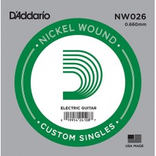 D'Addario NW026 Nickel Wound Отдельная струна для электрогитары, никелированная, .026