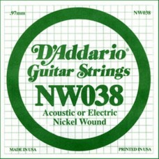 D'ADDARIO NW038 - одиночная струна для электрогитары .038 обмотка никель