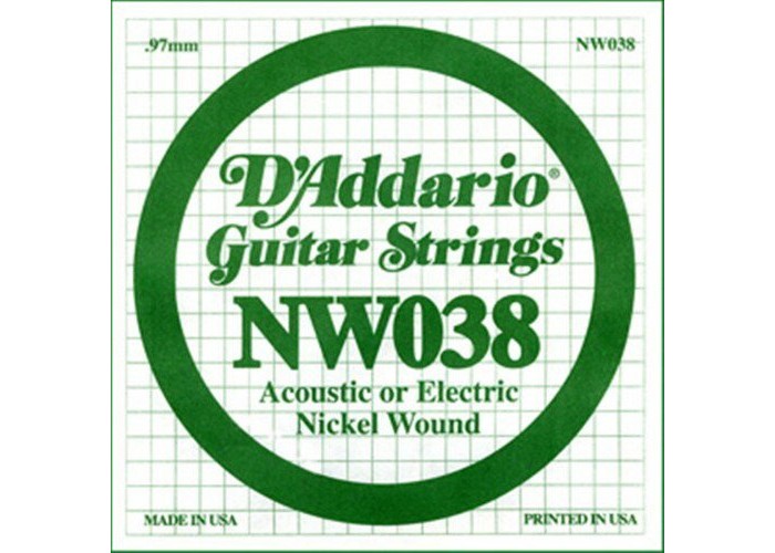 D'ADDARIO NW038 - одиночная струна для электрогитары .038 обмотка никель