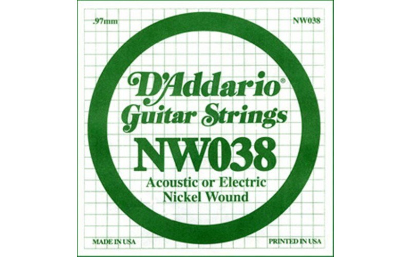 D'ADDARIO NW038 - одиночная струна для электрогитары .038 обмотка никель