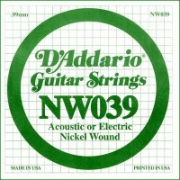 D'ADDARIO NW039 - одиночная струна для электрогитары .039 обмотка никель