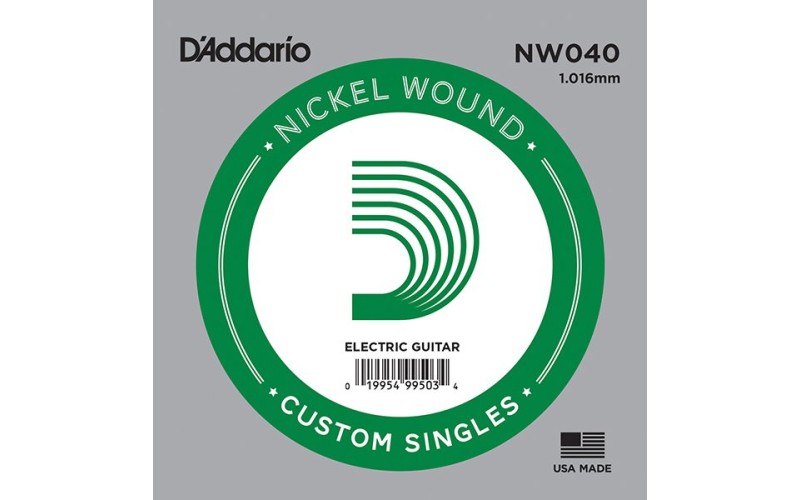 D'Addario NW040 Nickel Wound Отдельная струна для электрогитары, никелированная, .040