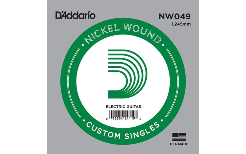 D'Addario NW049 Nickel Wound Отдельная струна для электрогитары, никелированная, .049