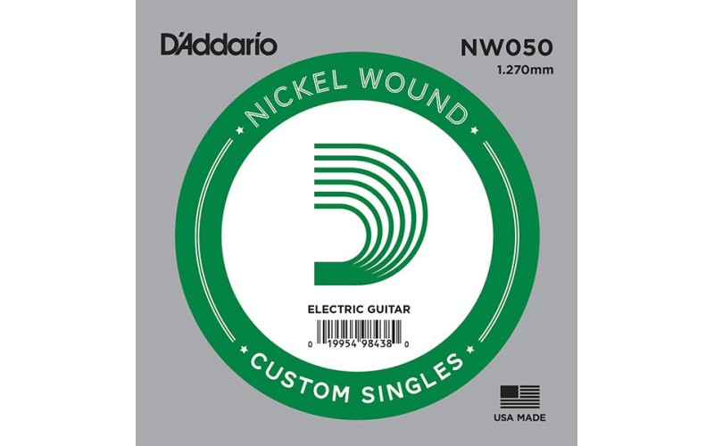 D'Addario NW050 Nickel Wound Отдельная струна для электрогитары, никелированная, .050