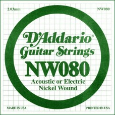 D'ADDARIO NW080 - одиночная струна для электрогитары .080 обмотка никель