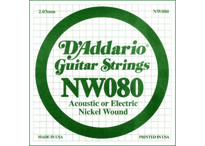 D'ADDARIO NW080 - одиночная струна для электрогитары .080 обмотка никель