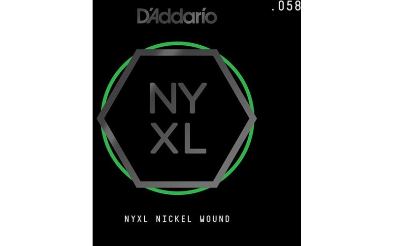 D'Addario NYNW058 NYXL Отдельная струна для электрогитары, никелированная, 058