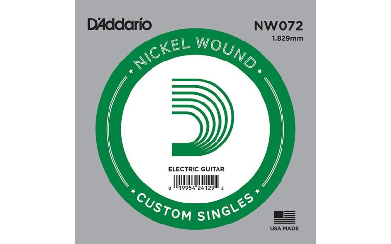 D'Addario NYNW072 NYXL Отдельная струна для электрогитары, никелированная, 072