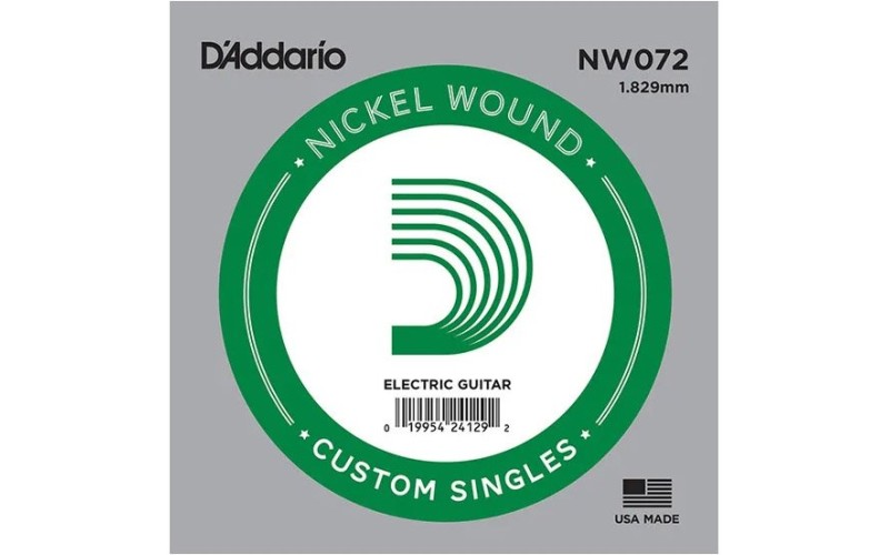 D'Addario NYNW072 NYXL Отдельная струна для электрогитары, никелированная, 072