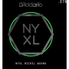 D'Addario NYNW078 NYXL Отдельная струна для электрогитары, никелированная, 078