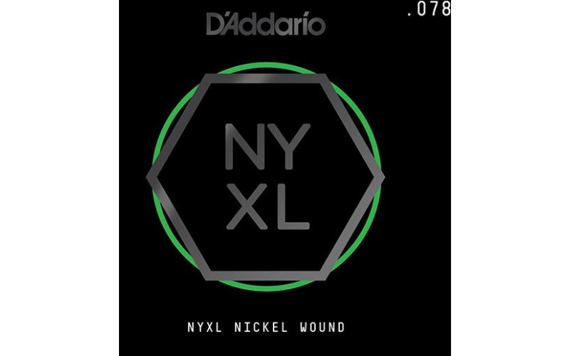 D'Addario NYNW078 NYXL Отдельная струна для электрогитары, никелированная, 078