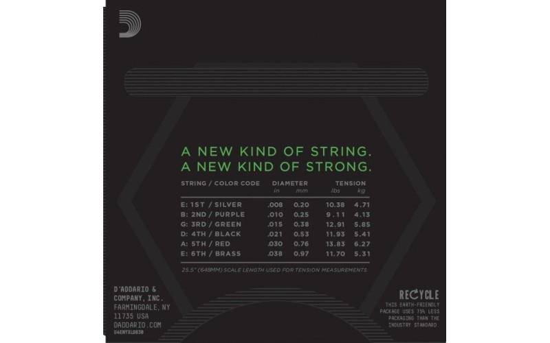 D'ADDARIO NYXL0838 струны для электрогитары, Extra Super Light, 8-38