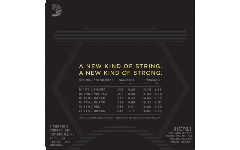 D'ADDARIO NYXL0946 струны для электрогитары, Super Light Top/Regular Bottom, 9-46