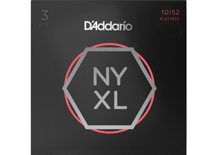 D'Addario NYXL1052-3P Струны для электрогитары, 3 комплекта, никелированные, Light T/Heavy B, 10-52