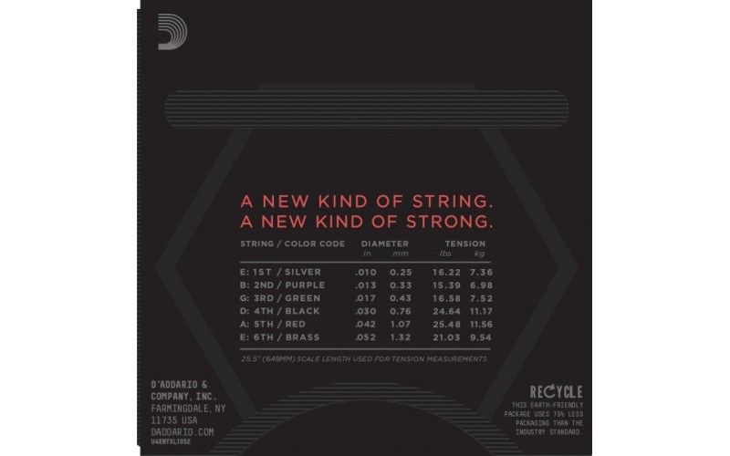 D'ADDARIO NYXL1052 струны для электрогитары, Light Top/Heavy Bottom, 10-52