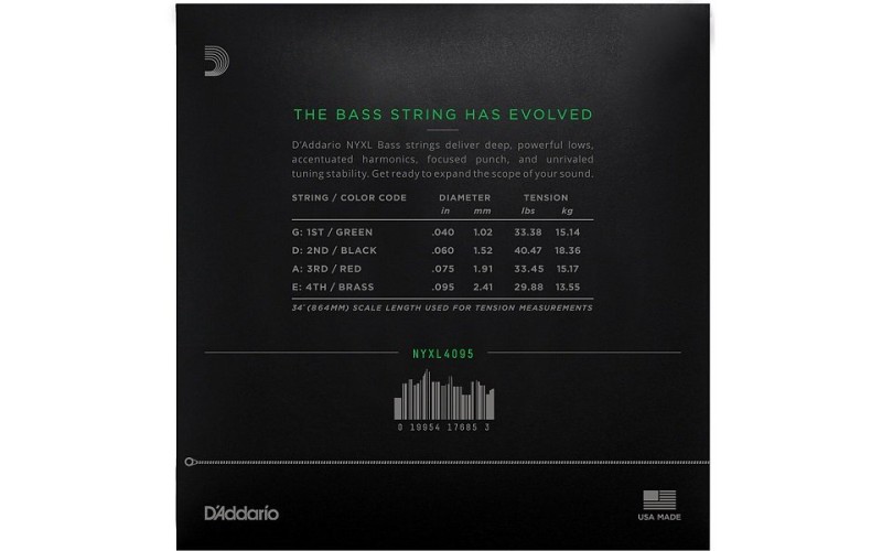 D'ADDARIO NYXL4095 - струны для 4-струнной бас-гитары, 40-95