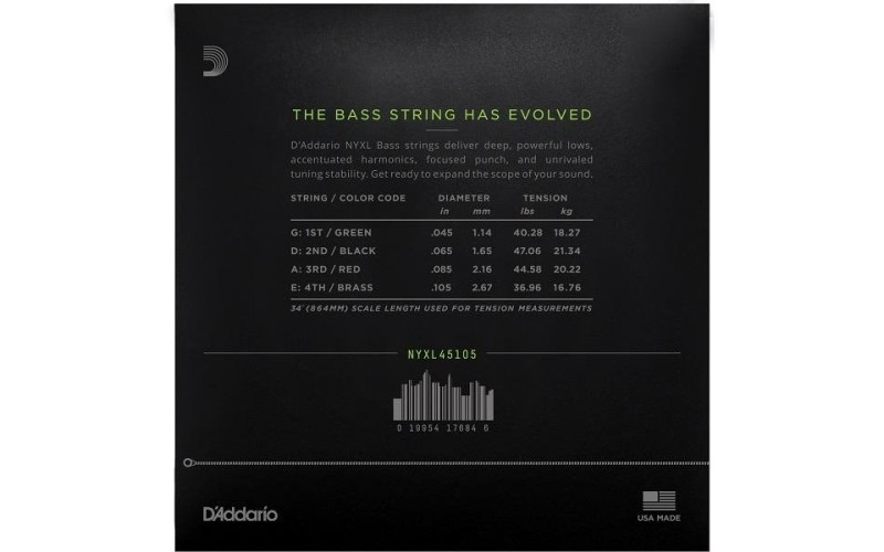 D'ADDARIO NYXL45105 струны для 4-струнной бас-гитары, 45-105
