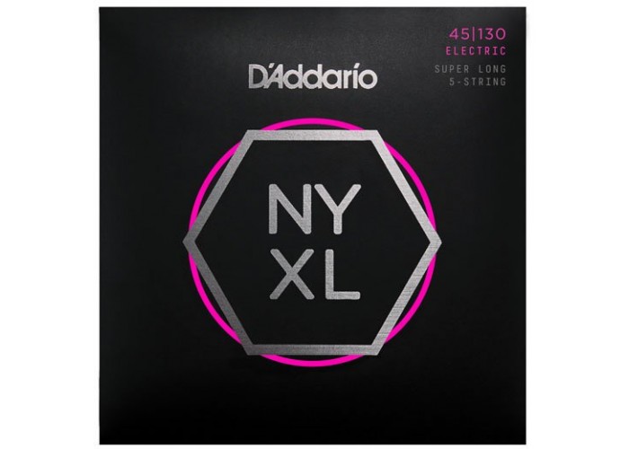 D'Addario NYXL45130SL NYXL Комплект струн для 5-стр бас-гитары, никел, Super Long, RegLight, 45-130