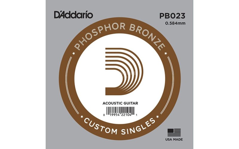 D'ADDARIO PB023 - одиночная струна для акуст. гитары .023 фосфорная бронза