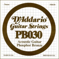 D'Addario PB030 Phosphor Bronze Отдельная струна для акустической гитары, фосфорная бронза, .030 D'Addario PB030 Phosphor Bronze Отдельная струна для акустической гитары, фосфорная бронза, .030