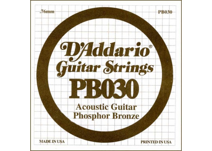 D'Addario PB030 Phosphor Bronze Отдельная струна для акустической гитары, фосфорная бронза, .030 D'Addario PB030 Phosphor Bronze Отдельная струна для акустической гитары, фосфорная бронза, .030