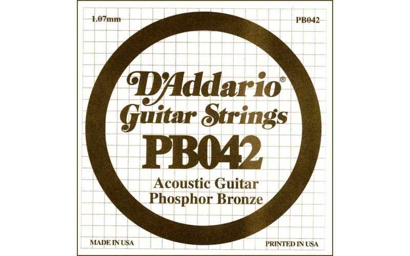 D'Addario PB042 Phosphor Bronze Отдельная струна для акустической гитары, фосфорная бронза, .042