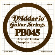 D'Addario PB045 Phosphor Bronze Отдельная струна для акустической гитары, фосфорная бронза, .045