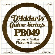 D'Addario PB049 Phosphor Bronze Отдельная струна для акустической гитары, фосфорная бронза, .049