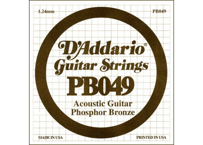 D'Addario PB049 Phosphor Bronze Отдельная струна для акустической гитары, фосфорная бронза, .049