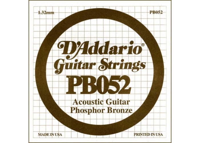 D'Addario PB052 Phosphor Bronze Отдельная струна для акустической гитары, фосфорная бронза, .052