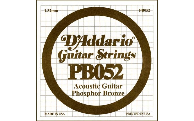 D'Addario PB052 Phosphor Bronze Отдельная струна для акустической гитары, фосфорная бронза, .052
