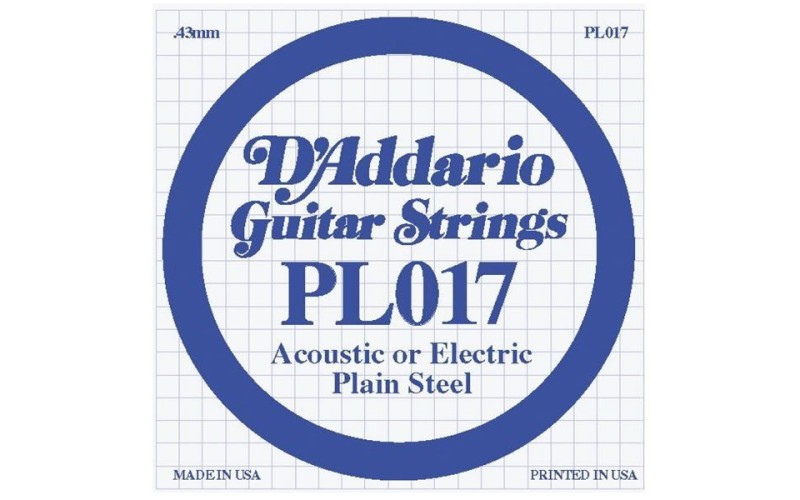 D'ADDARIO PL017 - Plain Steel одиночная струна .017
