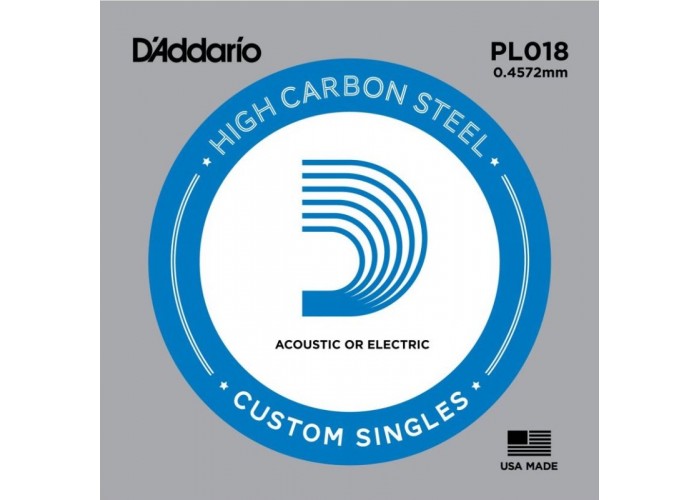 D'ADDARIO PL018 Plain Steel - одиночная струна .018