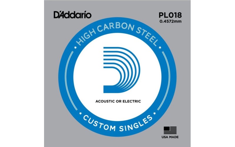 D'ADDARIO PL018 Plain Steel - одиночная струна .018