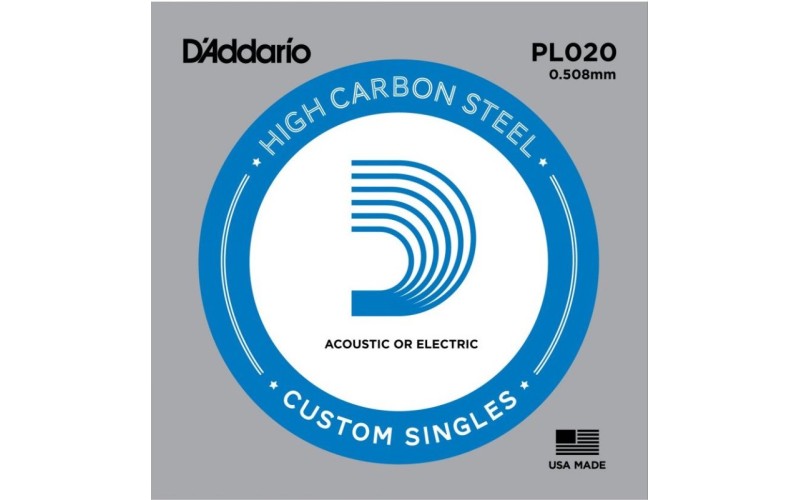 D'ADDARIO PL020 - Plain Steel одиночная струна .020