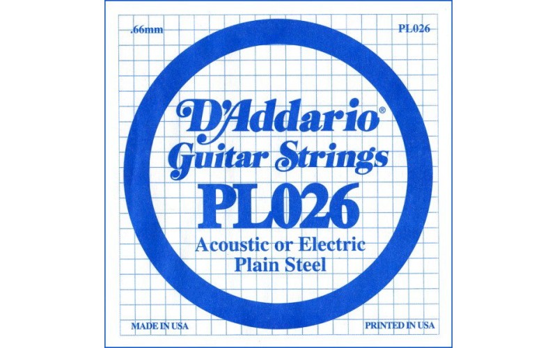 D'ADDARIO PL026 - Plain Steel одиночная струна .026