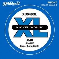 D'Addario XB040SL Nickel Wound Отдельная струна для бас-гитары, никелированная, .040, Super Long