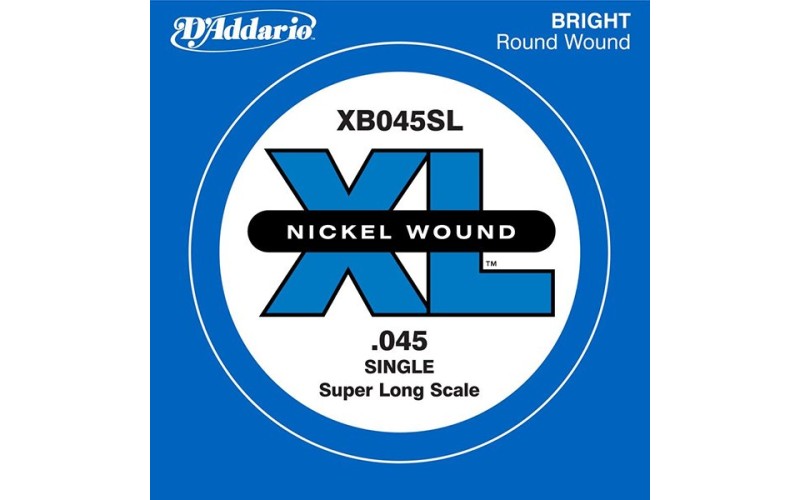D'Addario XB045SL Nickel Wound Отдельная струна для бас-гитары, никелированная, .045, Super Long