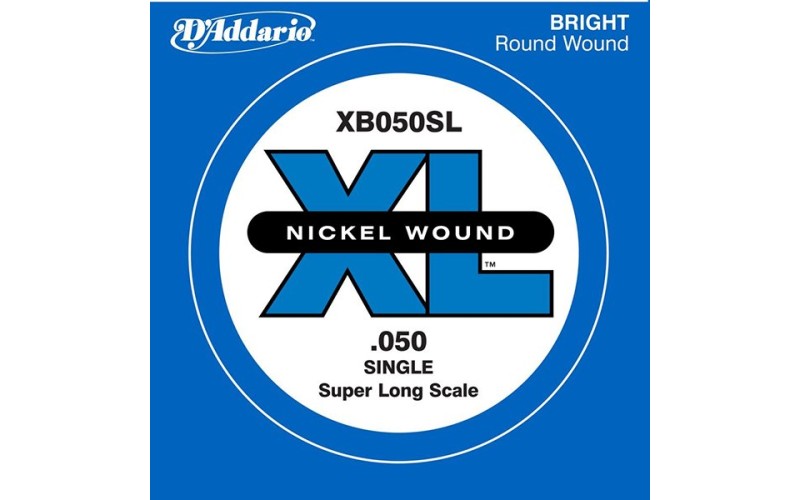 D'Addario XB050SL Nickel Wound Отдельная струна для бас-гитары, никелированная, .050, Super Long