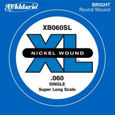 D'Addario XB060SL Nickel Wound Отдельная струна для бас-гитары, никелированная, .060, Super Long