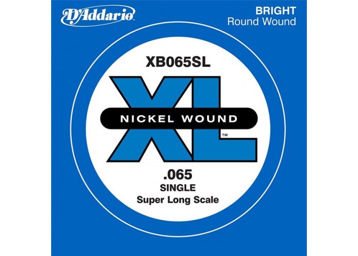 D'Addario XB065SL Nickel Wound Отдельная струна для бас-гитары, никелированная, .065, Super Long