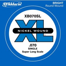 D'Addario XB070SL Nickel Wound Отдельная струна для бас-гитары, никелированная, .070, Super Long