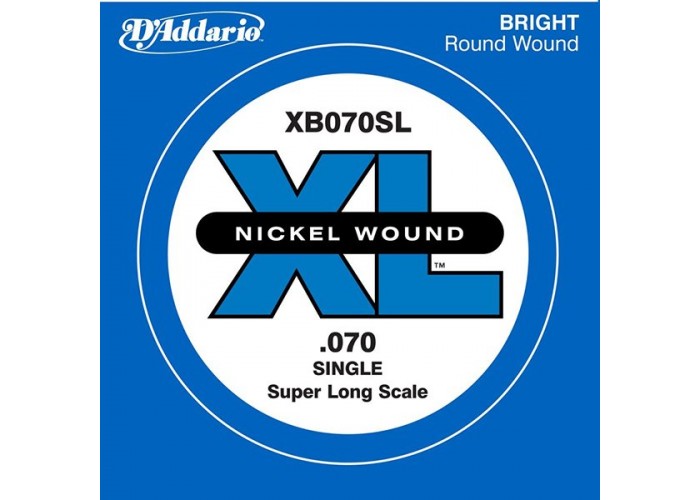 D'Addario XB070SL Nickel Wound Отдельная струна для бас-гитары, никелированная, .070, Super Long