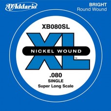 D'Addario XB080SL Nickel Wound Отдельная струна для бас-гитары, никелированная, .080, Super Long