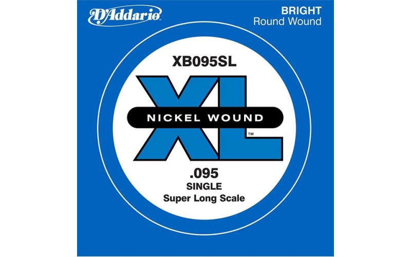 D'Addario XB095SL Nickel Wound Отдельная струна для бас-гитары, никелированная, .095, Super Long