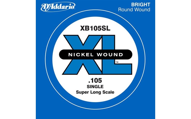 D'Addario XB105SL Nickel Wound Отдельная струна для бас-гитары, никелированная, .105, Super Long